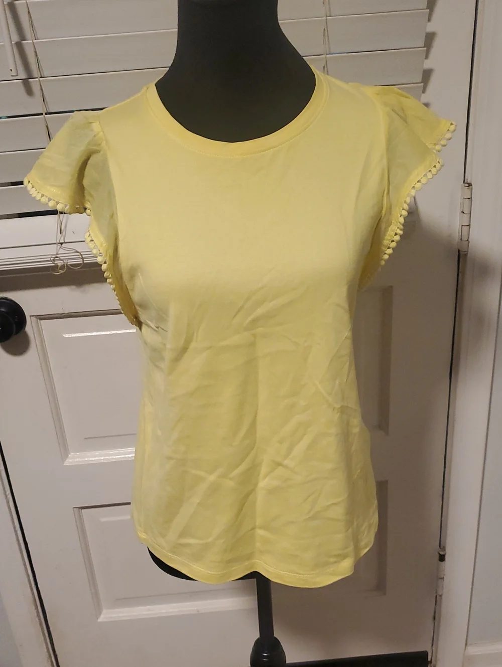 kate spade Yellow Pom-Pom Flutter Sleeve Tee